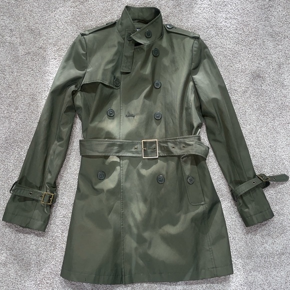 DKNY Army Green Belted Trench Coat - Picture 3 of 5